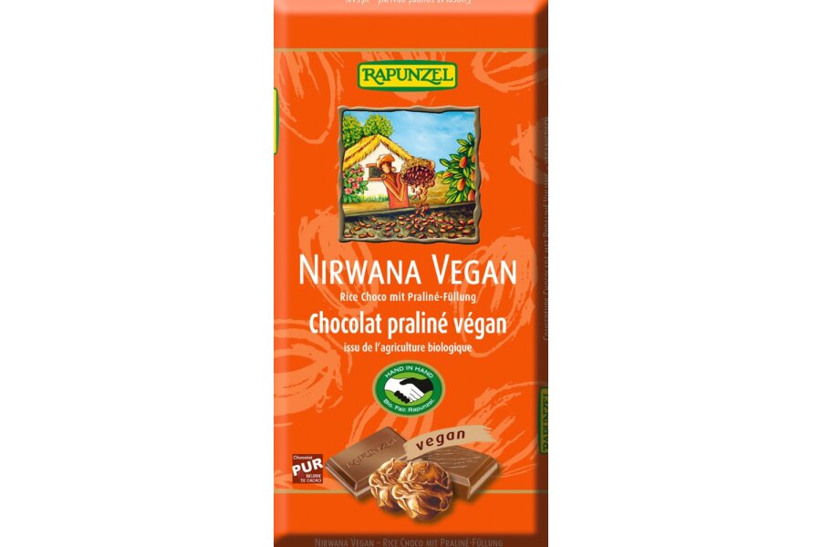 Nirwana vegane Schokolade mit Pralinen-Füllung